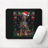 Tapis De Souris Funny Doberman Christmas Santa Hat Dog Ugly Sweate (Avec souris)