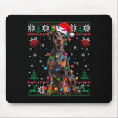 Tapis De Souris Funny Doberman Christmas Santa Hat Dog Ugly Sweate (Devant)