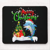 Tapis De Souris Funny Dolphin Fish Lover Xmas Lighting Dolphin Chr (Devant)