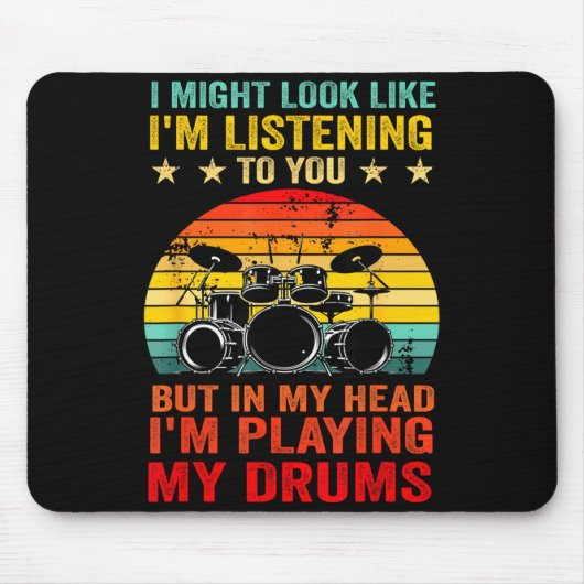 Tapis De Souris Funny Drummer Men Women Drumline Drumming Musical (Devant)