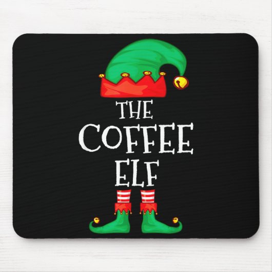 Tapis De Souris Funny Elf Family Christmas The Coffee Elf Sweater  (Devant)