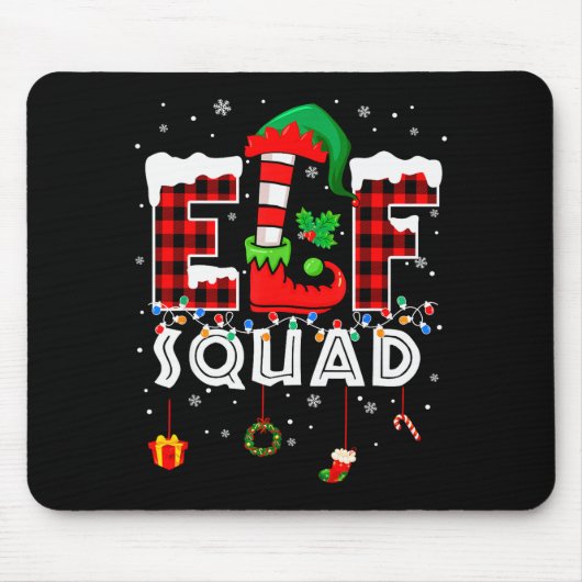Tapis De Souris Funny Elf Squad Christmas Family Matching Pajamas (Devant)
