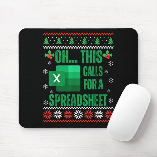 Tapis De Souris Funny Excel Spreadsheets Christmas Sweater Lover A (Avec souris)
