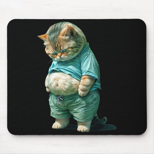 Tapis De Souris Funny Fat Cat Ia Art Design Print  (Devant)