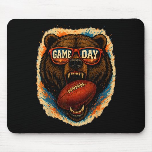 Tapis De Souris Funny Football Bear With Sungles, Game Day Bear (Devant)