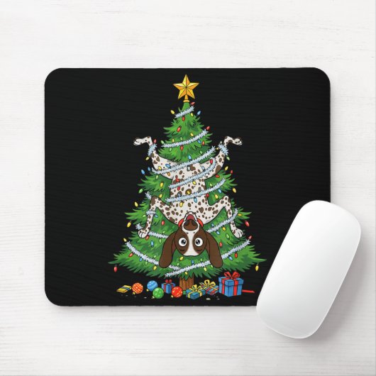 Tapis De Souris Funny German Shorthaired Inter Dog Christmas Tree (Avec souris)