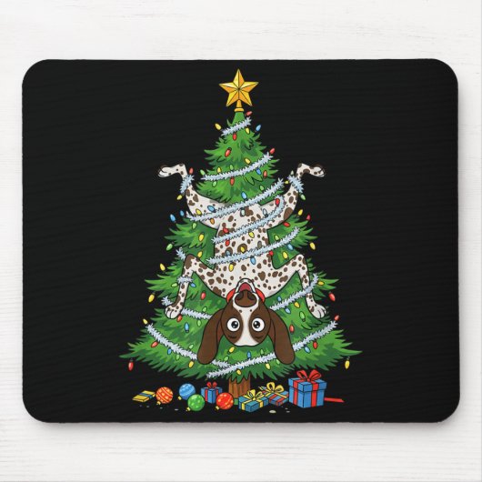 Tapis De Souris Funny German Shorthaired Inter Dog Christmas Tree (Devant)
