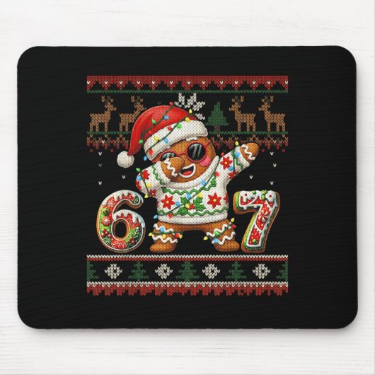 Tapis De Souris Funny Gingerbread 67 Ice Cream Drip Christmas Ugly (Devant)