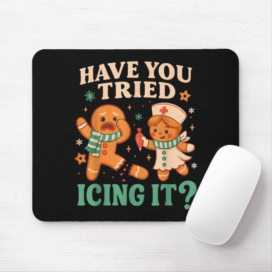 Tapis De Souris Funny Gingerbread Christmas Pun Have You Tried Ici (Avec souris)