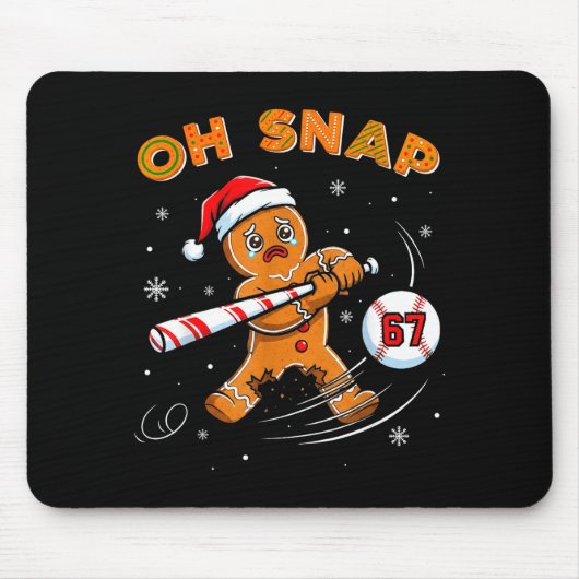 Tapis De Souris Funny Gingerbread Man Oh Snap 67 Baseball Meme Fun (Devant)