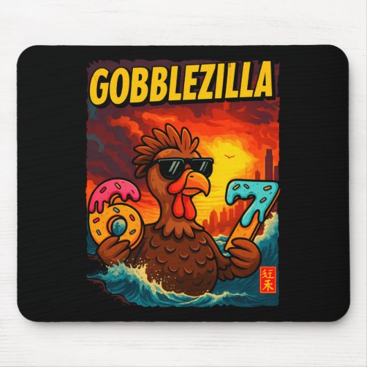 Tapis De Souris Funny Gobblezilla Meme Thanksgiving And 6-7 Christ (Devant)