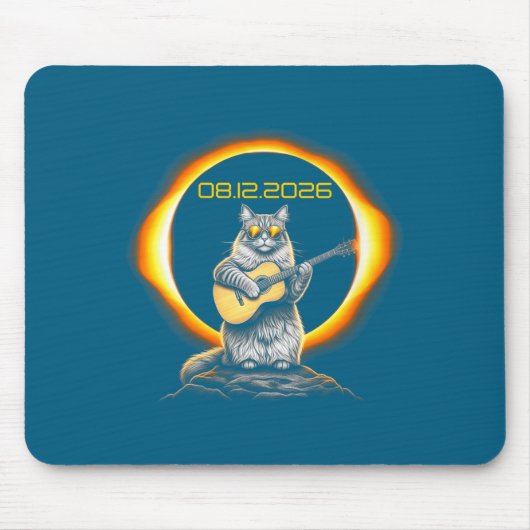Tapis De Souris Funny Graphique Femmes Eclipse Chat Guitare 08 (Devant)