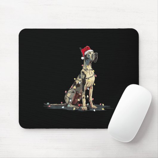 Tapis De Souris Funny Great Dane Christmas Graphics Dog Lights Lov (Avec souris)