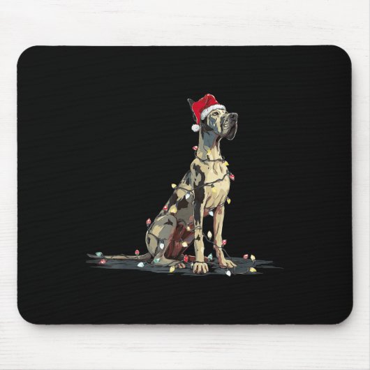 Tapis De Souris Funny Great Dane Christmas Graphics Dog Lights Lov (Devant)
