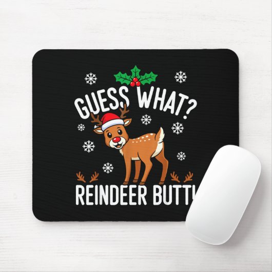 Tapis De Souris Funny Guess What Reindeer Butt Christmas Reindeer (Avec souris)