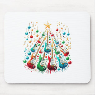 Tapis De Souris Funny Guitare Santa Hat Noël Arbre Guitare Musique