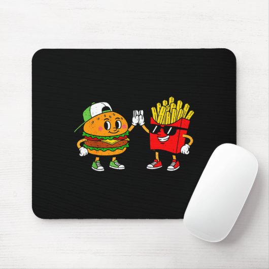 Tapis De Souris Funny Hamburger French Fries Combo Snacks Fast Foo (Avec souris)