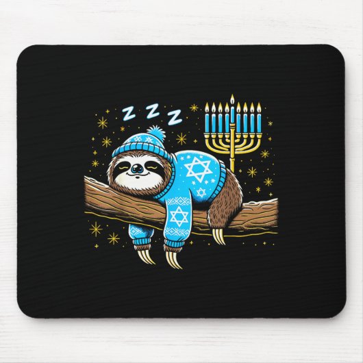Tapis De Souris Funny Hanukkah Sloth Jewish Chanukah Sleeng Hanukk (Devant)