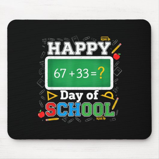 Tapis De Souris Funny Happy 100 Days Of School Math Teacher Six Se (Devant)