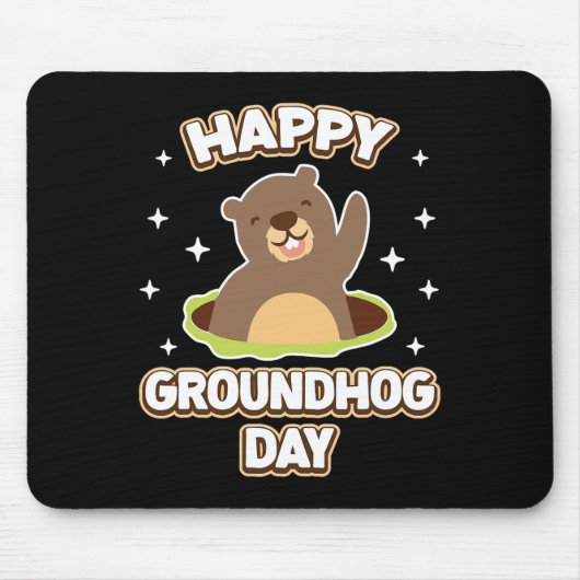 Tapis De Souris Funny Happy Groundhog Day 2025 (Devant)