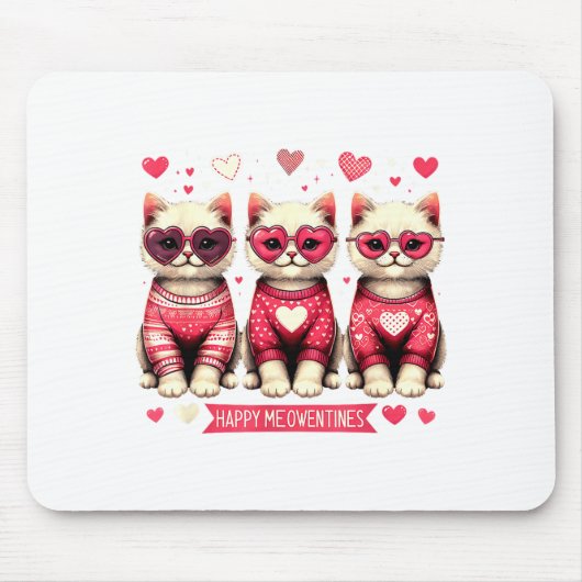 Tapis De Souris Funny Happy Meowentines Cute Valentine Cats Love C (Devant)