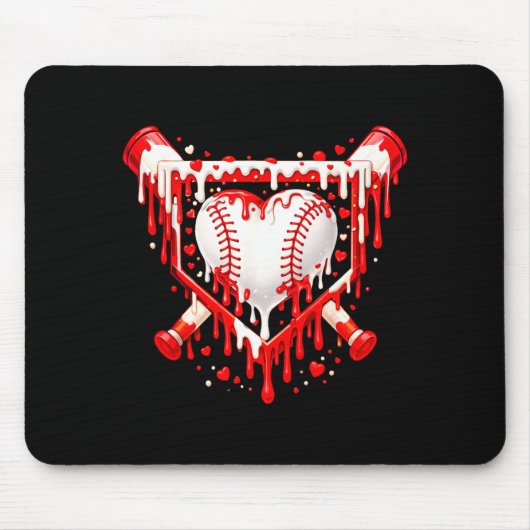 Tapis De Souris Funny Heart Baseball Drip Ice Cream Valentines Day (Devant)