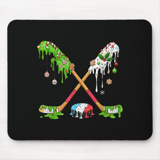 Tapis De Souris Funny Hockey Holiday Candy Cane Gingerbread  (Devant)