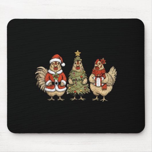 Tapis De Souris Funny Holiday Hen Christmas Chicken (Devant)