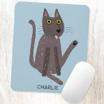 Tapis De Souris Funny Humour de chat personnalisé<br><div class="desc">Un drôle de lessive de chat. Ou peut-être qu'il ne fait que du yoga ? Embrasse-le à tes risques et périls ! Soulevez un sourire de n'importe quel amoureux des animaux. Modifiez ou supprimez le nom à customiser.</div>