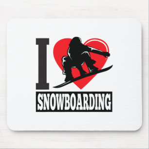 Tapis De Souris Funny I Love Snowboard - Amateurs de neige Cadeau