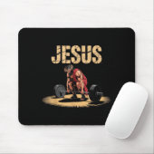 Tapis De Souris Funny Jesus Weightlifting Christian Gym Humor  (Avec souris)