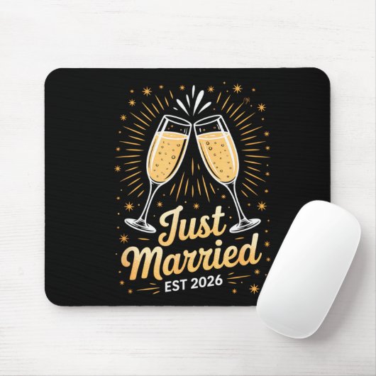 Tapis De Souris Funny Just Married Newlywed Honeymoon Couple 2026  (Avec souris)