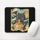 Tapis De Souris Funny Kawaii Black Cat Ramen Noodle Bowl Japanese  (Avec souris)