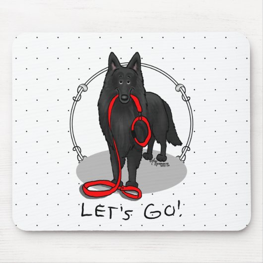 Tapis De Souris Funny Let's Go! Walk Belgian Sheepdog (black 1) (Devant)