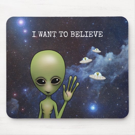 Tapis De Souris Funny Little Green Man Space Alien Sci Fi Galaxy (Devant)