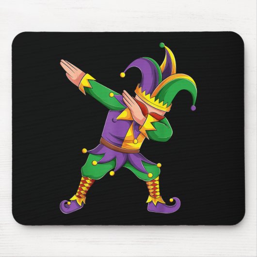 Tapis De Souris Funny Mardi Gras Outfit Dabbing Jester New Orleans (Devant)