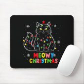 Tapis De Souris Funny Meowy Christmas Xmas Lights Black Cat Pajama (Avec souris)