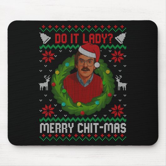 Tapis De Souris Funny Merry Chit-mas Ugly Christmas Sweater (Devant)