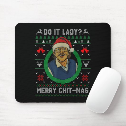 Tapis De Souris Funny Merry Chit-mas Ugly Christmas Sweater (Avec souris)
