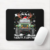 Tapis De Souris Funny Merry Jeepmas Ugly Light Reindeer Christmas (Avec souris)