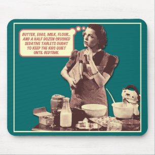 Tapis De Souris Funny Mousepad - Rétro Femme de ménage couché gâte