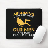 Tapis De Souris Funny Old Men Who Loves Scuba Diving  (Avec souris)