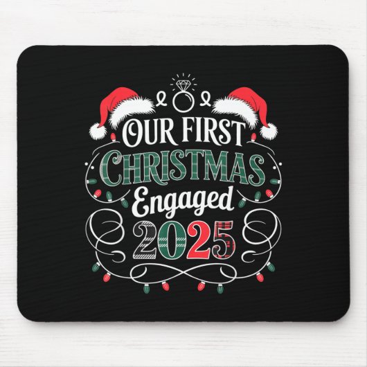 Tapis De Souris Funny Our First Christmas Engaged 2025 Couples Paj (Devant)