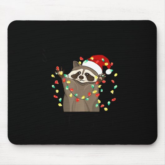 Tapis De Souris Funny Overstimulated But Festive Raccoon Christmas (Devant)