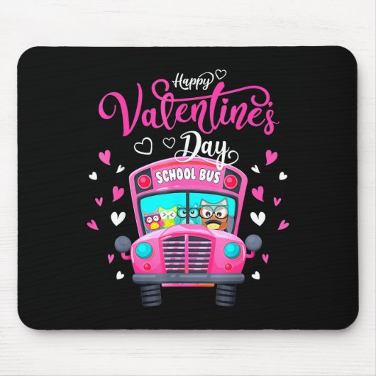 Tapis De Souris Funny Owls School Bus Driver Happy Valentines Day (Devant)