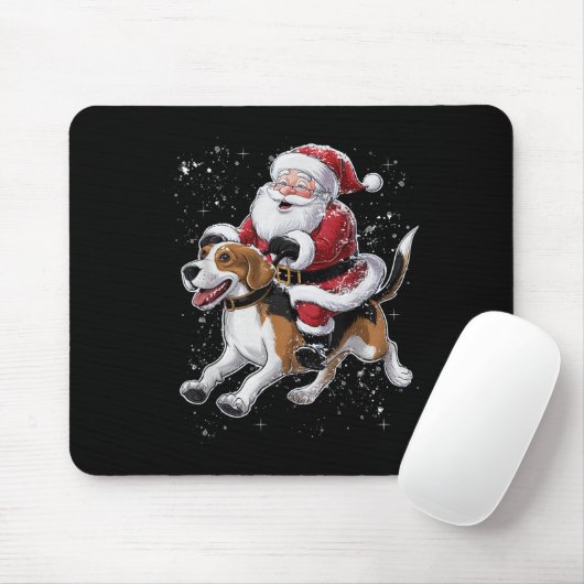 Tapis De Souris Funny Père Noël équitation Chien Beagle Noël Pour (Avec souris)