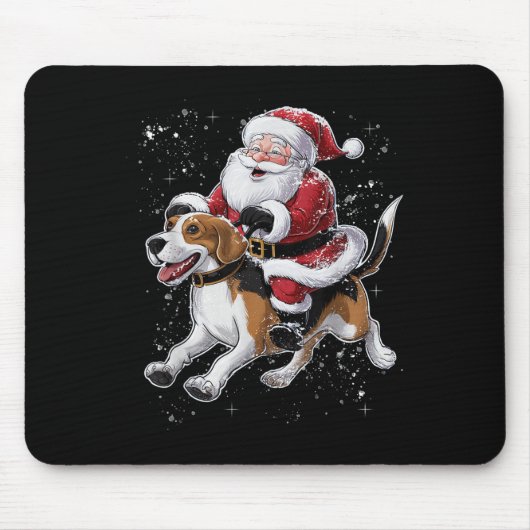 Tapis De Souris Funny Père Noël équitation Chien Beagle Noël Pour (Devant)