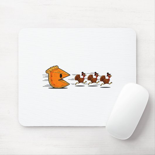 Tapis De Souris Funny Pumpkin E Chasing Turkey Gobble Fall Thanksg (Avec souris)