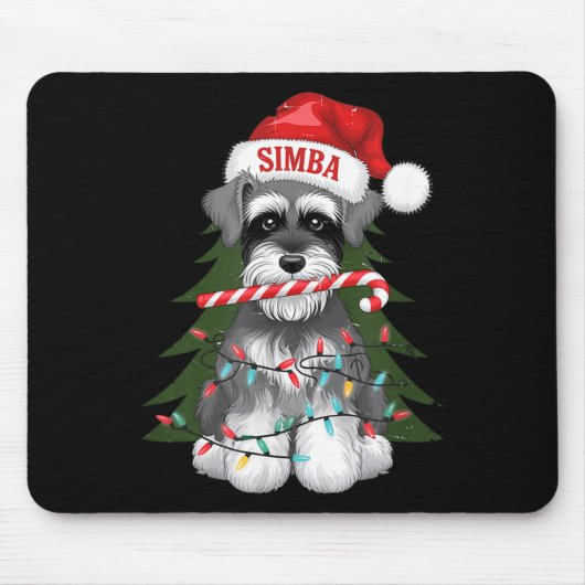Tapis De Souris Funny Puppy Dog Christmas Holiday With Candy Cane (Devant)