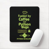 Tapis De Souris Funny Python Developer – Fueled by Coffee bugs  (Avec souris)